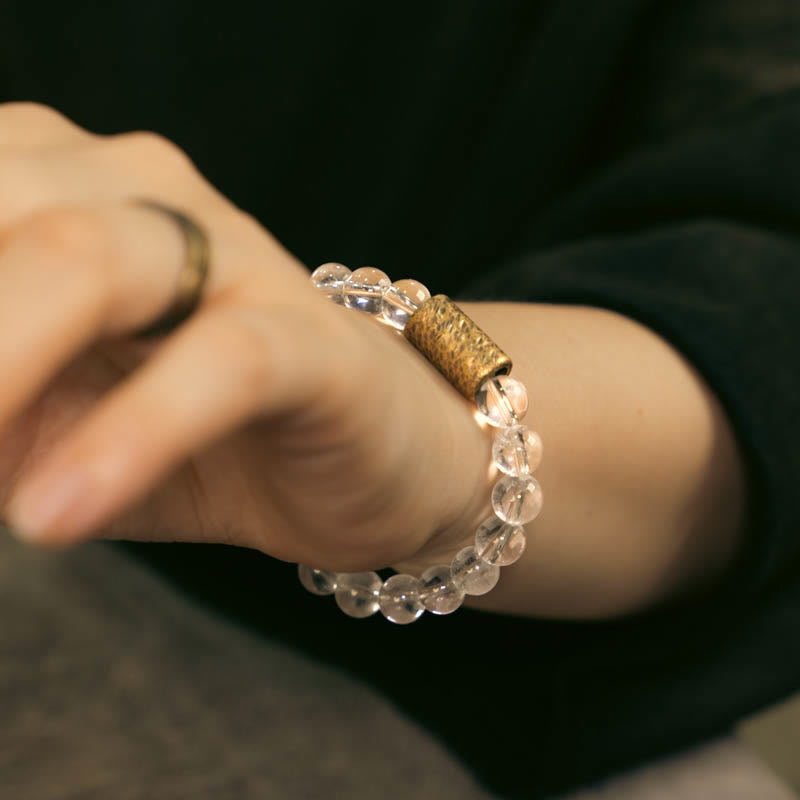 Buddha Stones White Crystal Red Hematoid Quartz Gold Rutilated Quartz Purple Phantom Protection Bracelet - image 5