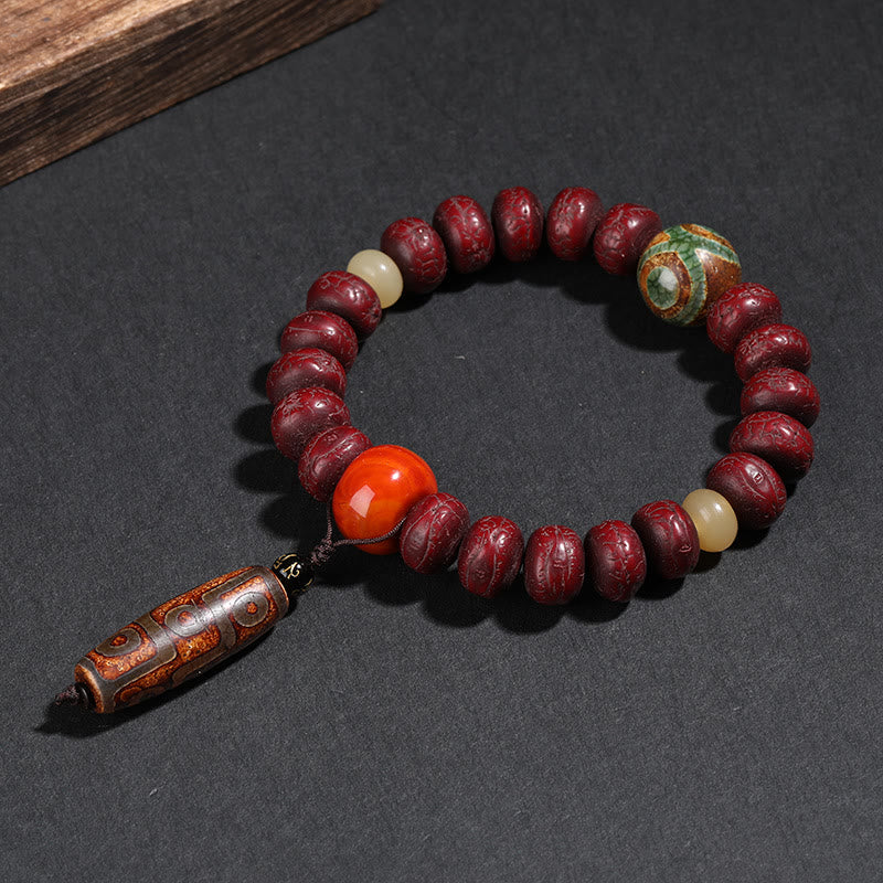 Buddha Stones Tibet Bodhi Seed Dzi Bead Dancing Lion Luck Bracelet Wrist Mala - image 1