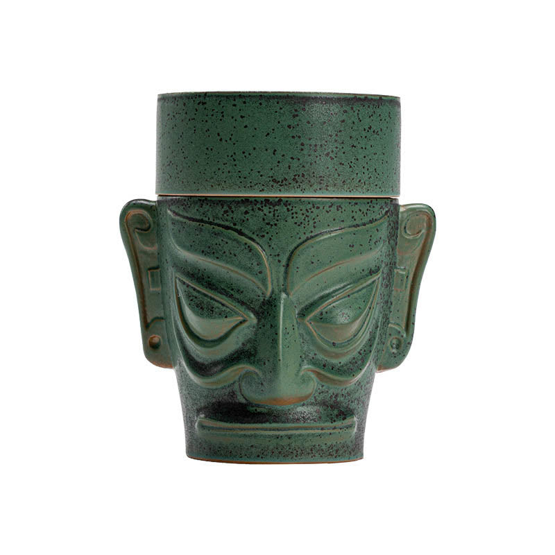Buddha Stones Bronze Age Relics Sanxingdui Mask Three Star Mound Ceramic Healing Incense Burner - image 12