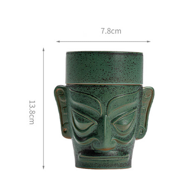 Buddha Stones Bronze Age Relics Sanxingdui Mask Three Star Mound Ceramic Healing Incense Burner - image 11