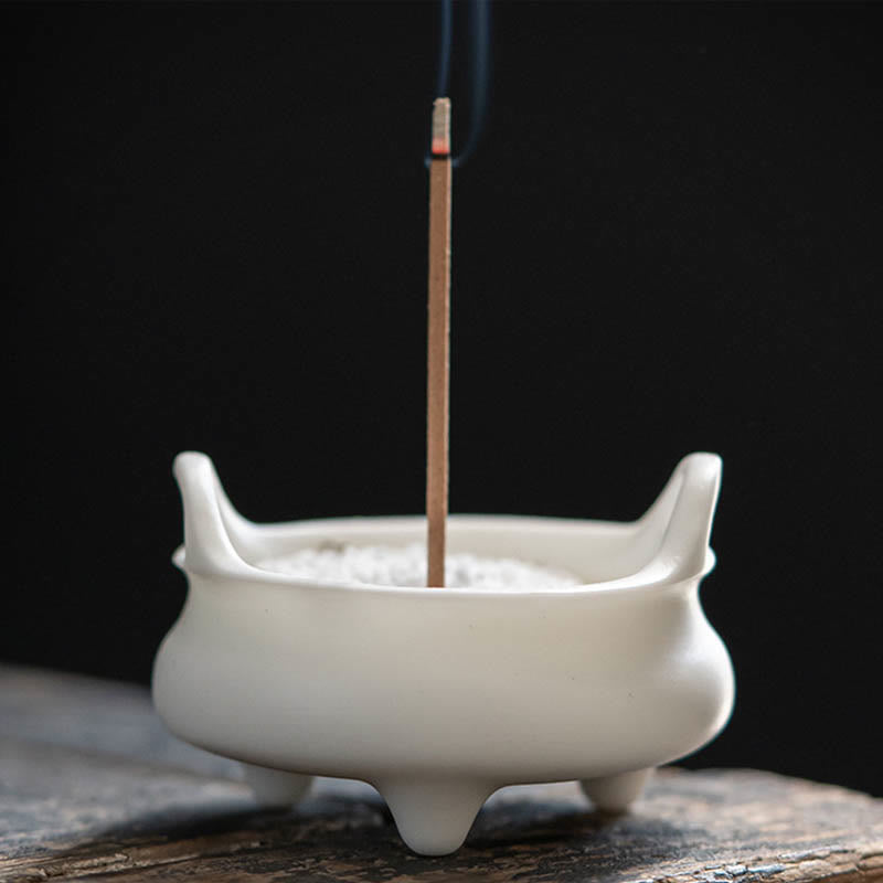 Buddha Stones Prosperous Dragon Double Lion Ears Pattern Healing Ceramic Incense Burner Decoration - Double Ears 4.8*4.8*3.2cm - image 16