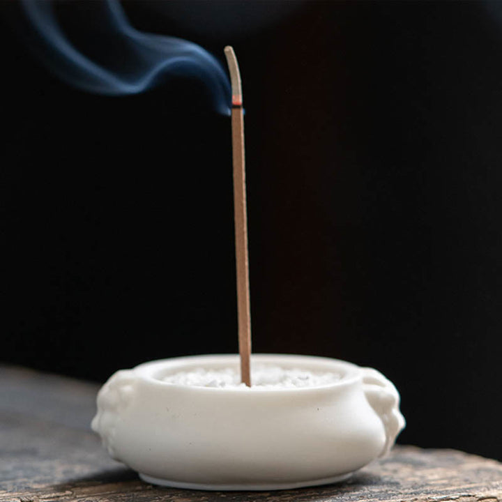 Buddha Stones Prosperous Dragon Double Lion Ears Pattern Healing Ceramic Incense Burner Decoration - Lion Ears 4.8*4.1*1.6cm - image 21