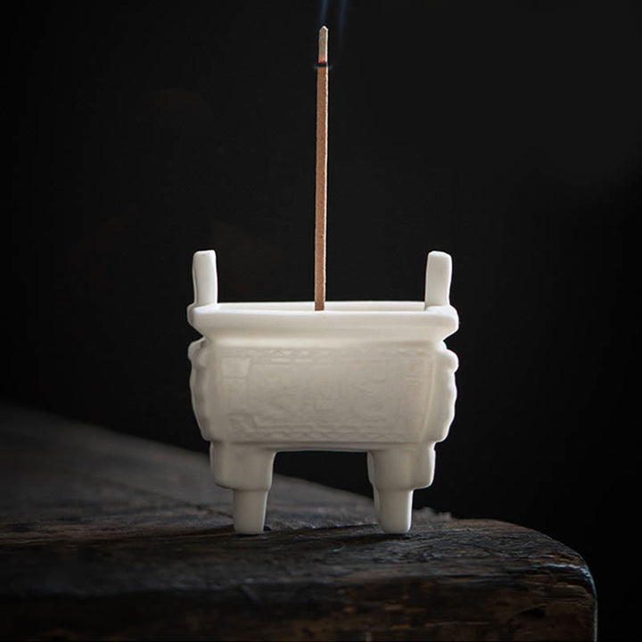 Buddha Stones Prosperous Dragon Double Lion Ears Pattern Healing Ceramic Incense Burner Decoration - image 6