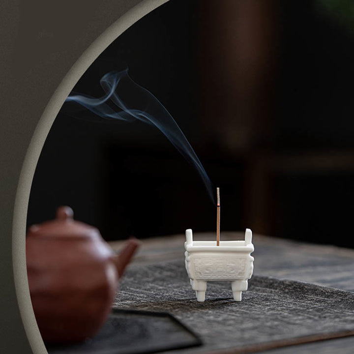 Buddha Stones Prosperous Dragon Double Lion Ears Pattern Healing Ceramic Incense Burner Decoration - image 10