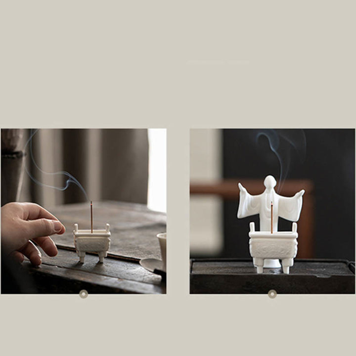 Buddha Stones Prosperous Dragon Double Lion Ears Pattern Healing Ceramic Incense Burner Decoration - image 13