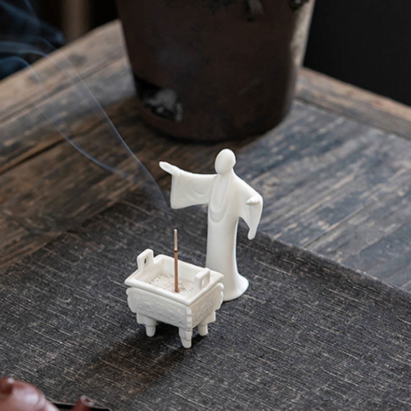 Buddha Stones Prosperous Dragon Double Lion Ears Pattern Healing Ceramic Incense Burner Decoration - image 7