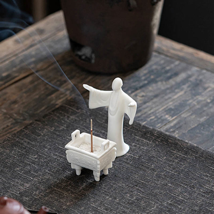 Buddha Stones Prosperous Dragon Double Lion Ears Pattern Healing Ceramic Incense Burner Decoration - image 7