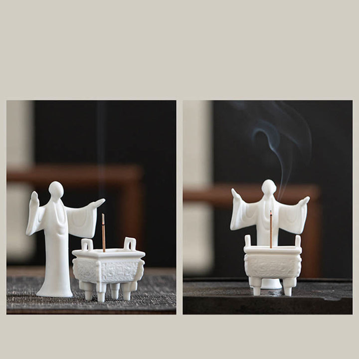 Buddha Stones Prosperous Dragon Double Lion Ears Pattern Healing Ceramic Incense Burner Decoration - image 14