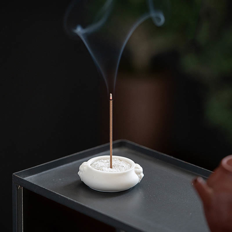 Buddha Stones Prosperous Dragon Double Lion Ears Pattern Healing Ceramic Incense Burner Decoration - image 22