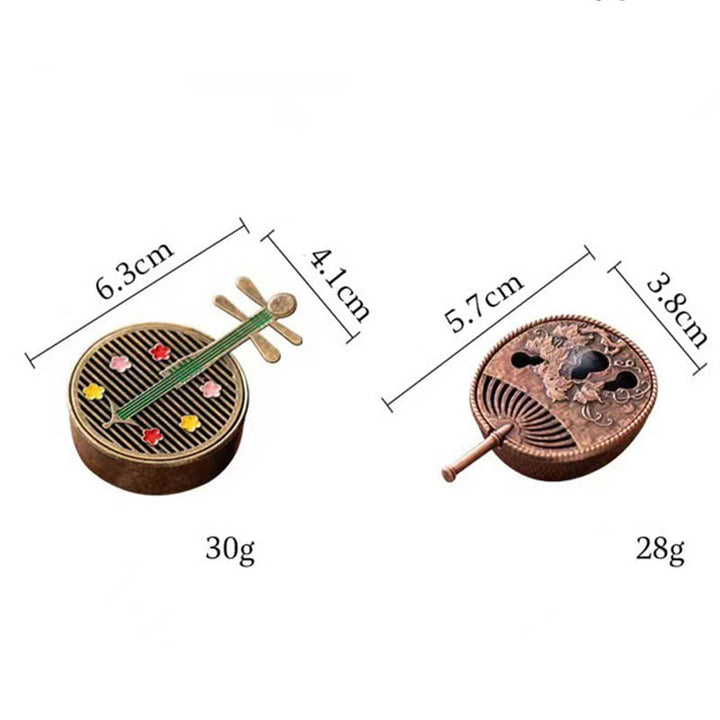 Buddha Stones Small Mini Gourd Fan Pipa Copper Alloy Incense Burner Decoration With Incense - image 13