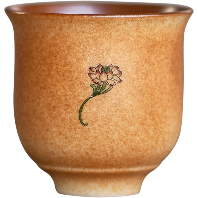 Buddha Stones Small Dunhuang Frescoes Lotus Ceramic Teacup Kung Fu Tea Cup 90ml - image 10