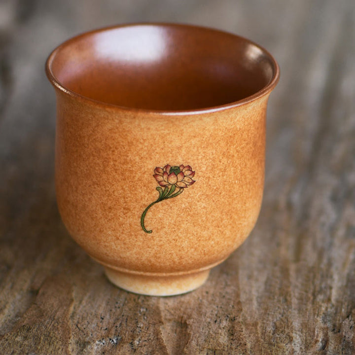 Buddha Stones Small Dunhuang Frescoes Lotus Ceramic Teacup Kung Fu Tea Cup 90ml - image 1