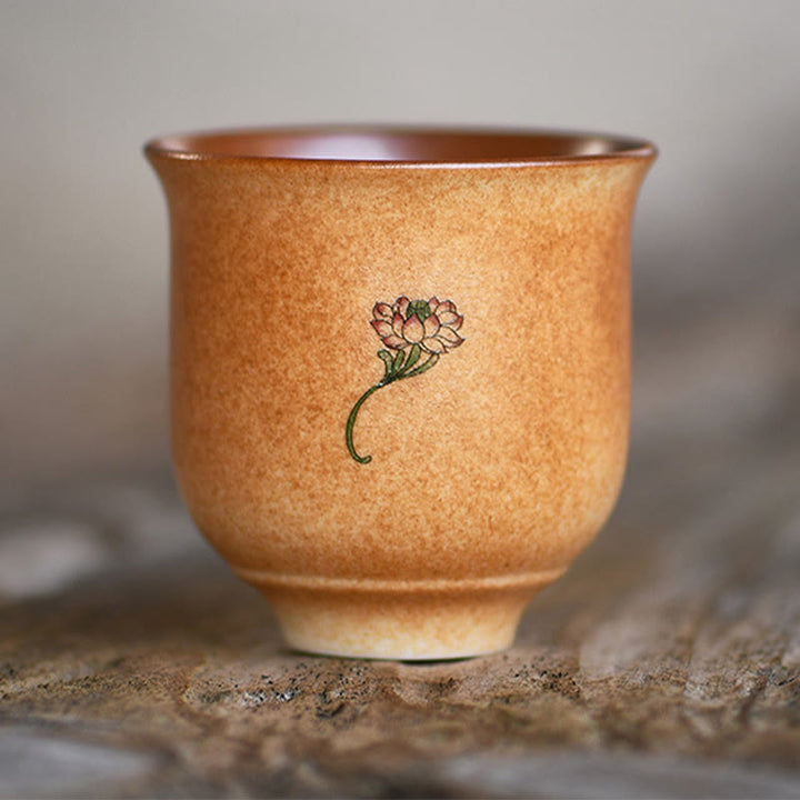 Buddha Stones Small Dunhuang Frescoes Lotus Ceramic Teacup Kung Fu Tea Cup 90ml - image 2