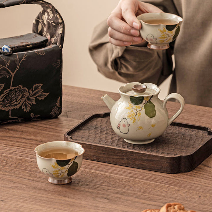 Buddha Stones Hand Painted Small Osmanthus Rabbit Ceramic Teacup Kung Fu Tea Cup 40ml - image 11