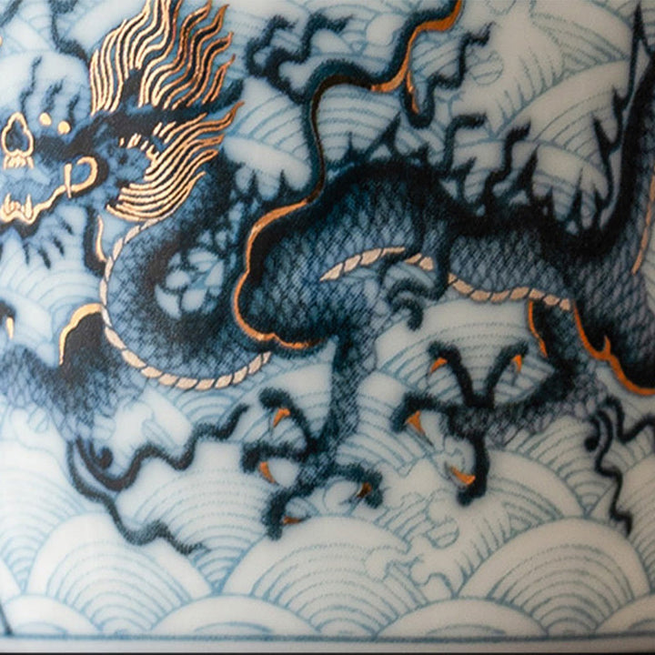 Buddha Stones Small Blue And White Dragon Pattern Ceramic Teacup Kung Fu Tea Cups 45ml - image 6
