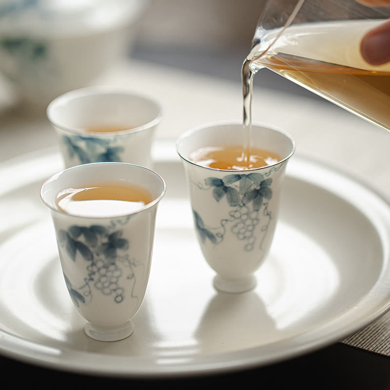 Buddha Stones Small Hand Painted Grapes Ceramic Teacup Kung Fu Tea Cup 30ml - image 6