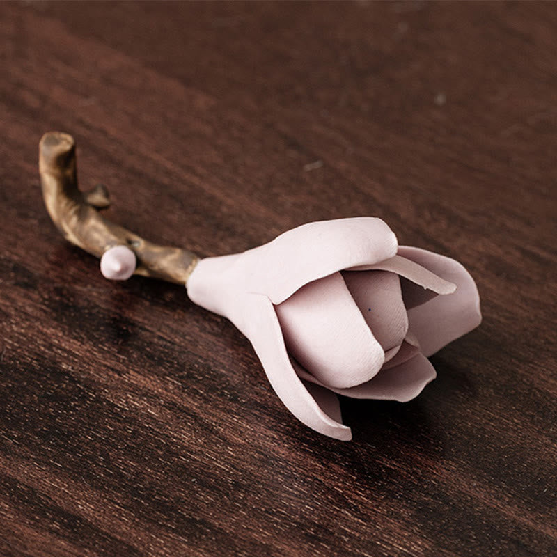 Buddha Stones Gardenia Flower Pattern Ceramic Healing Incense Burner Decoration - Purple 8.5cm*3.5cm - image 22