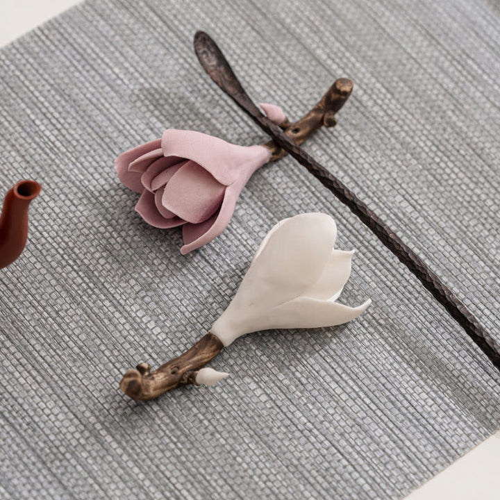 Buddha Stones Gardenia Flower Pattern Ceramic Healing Incense Burner Decoration - image 27