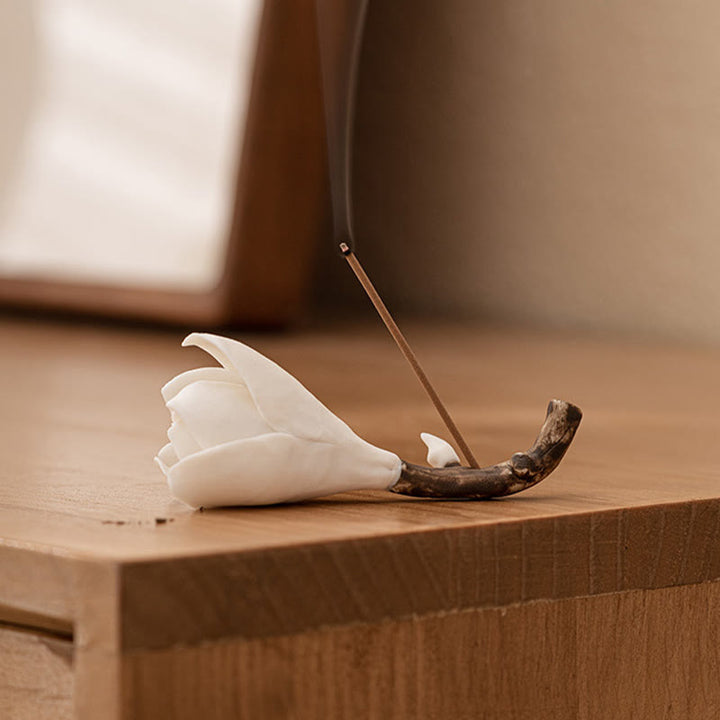 Buddha Stones Gardenia Flower Pattern Ceramic Healing Incense Burner Decoration - image 11