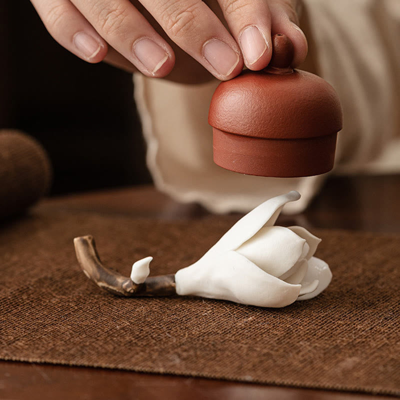 Buddha Stones Gardenia Flower Pattern Ceramic Healing Incense Burner Decoration - image 13