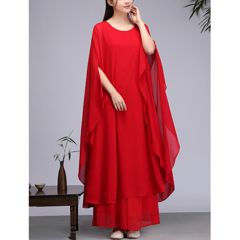 Buddha Stones Simple Pattern Midi Dress Wide Leg Pants Meditation Spiritual Zen Practice Yoga Dance Clothing - image 12