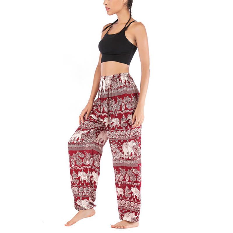 Buddha Stones Boho Loose Elephant Pattern Harem Trousers Women's Yoga Pants - image 7