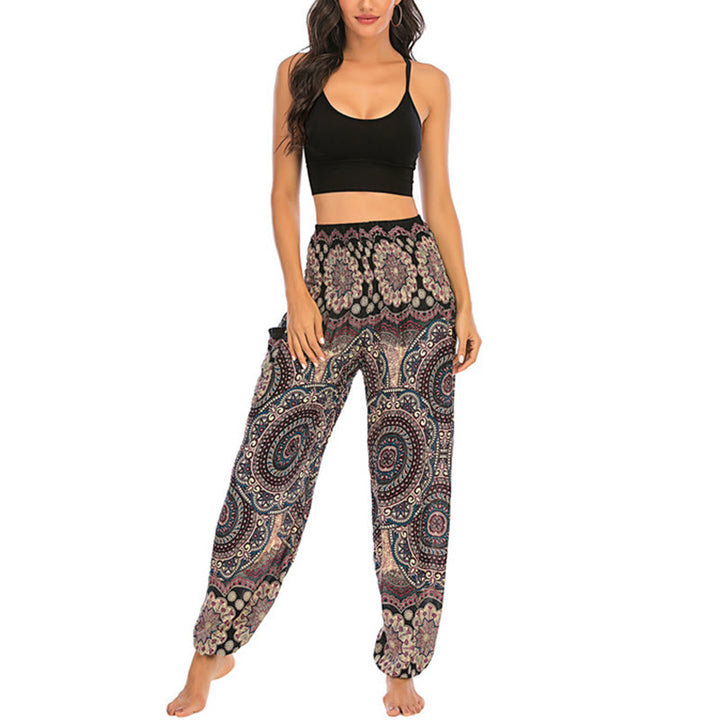 Buddha Stones Boho Loose Round Geometric Pattern Harem Trousers Women's Yoga Pants - image 3