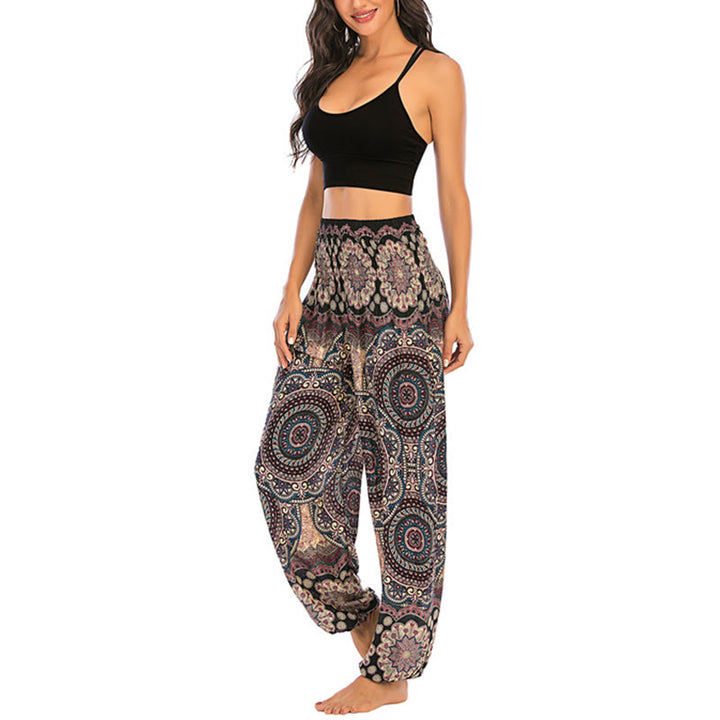 Buddha Stones Boho Loose Round Geometric Pattern Harem Trousers Women's Yoga Pants - image 16