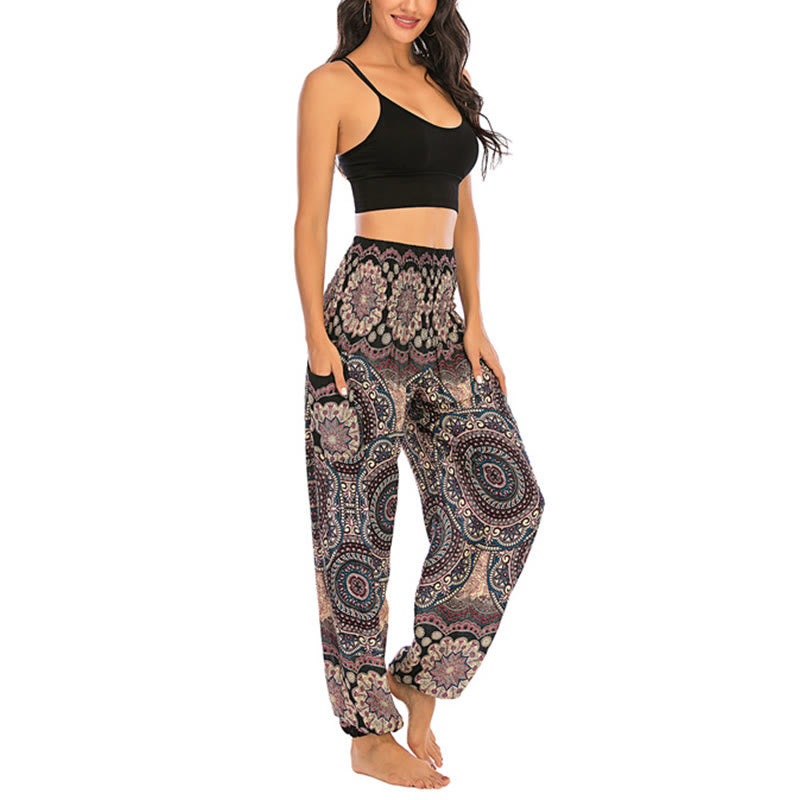 Buddha Stones Boho Loose Round Geometric Pattern Harem Trousers Women's Yoga Pants - image 5