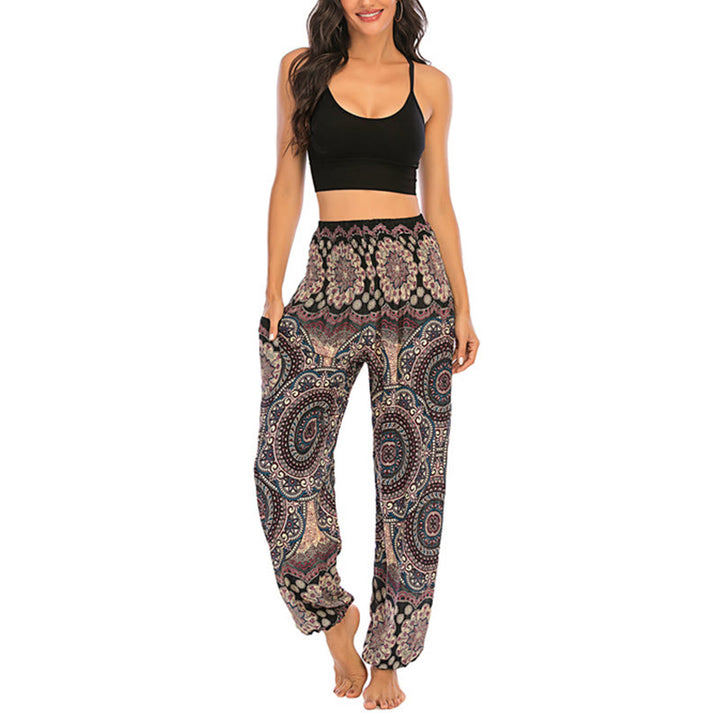 Buddha Stones Boho Loose Round Geometric Pattern Harem Trousers Women's Yoga Pants - image 10