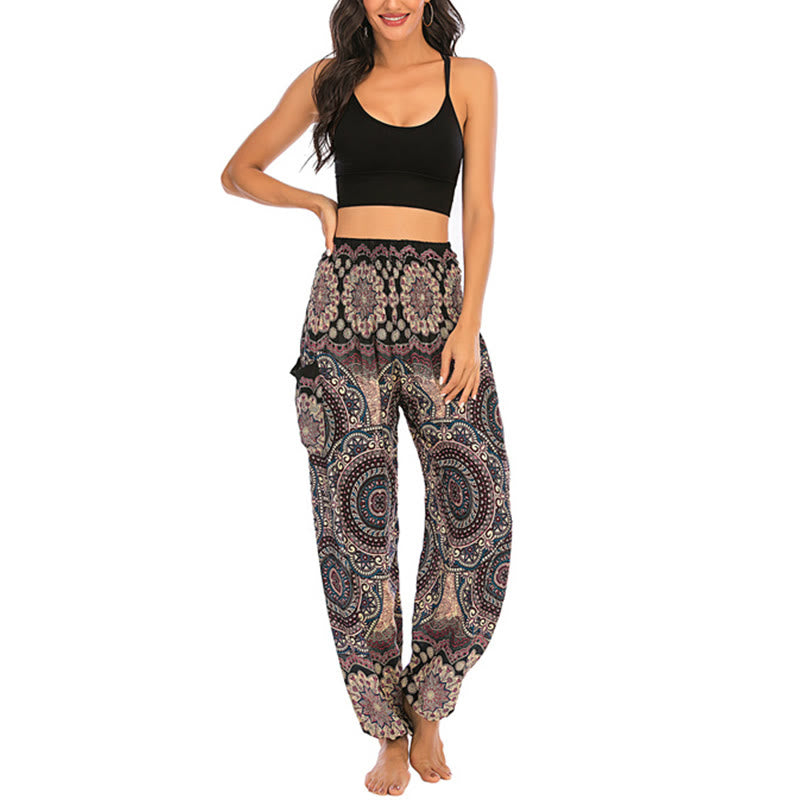 Buddha Stones Boho Loose Round Geometric Pattern Harem Trousers Women's Yoga Pants - image 8