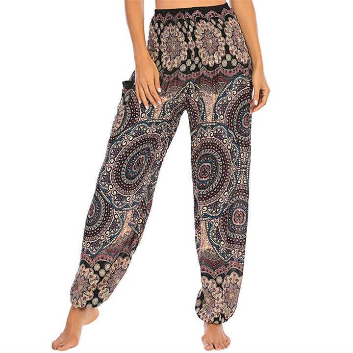 Buddha Stones Boho Loose Round Geometric Pattern Harem Trousers Women's Yoga Pants