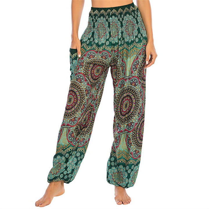 Buddha Stones Boho Loose Round Geometric Pattern Harem Trousers Women's Yoga Pants - Green-US2-8/10，UK/AU6-12/14，EU34-40/42 (F) - image 17