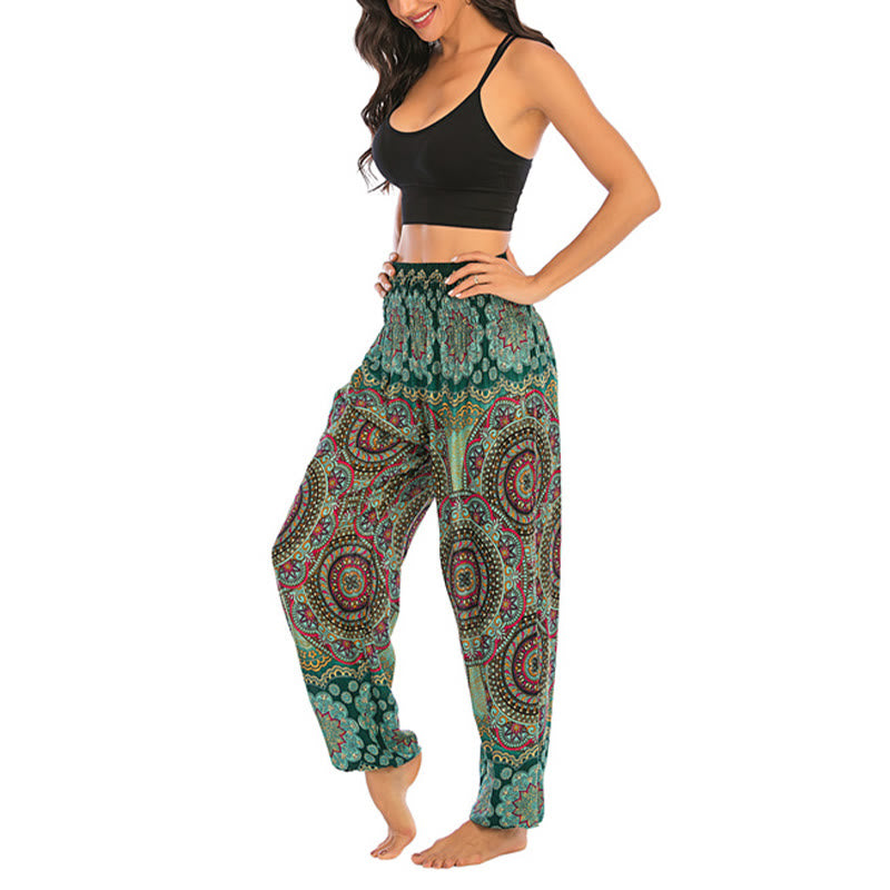 Buddha Stones Boho Loose Round Geometric Pattern Harem Trousers Women's Yoga Pants - image 26