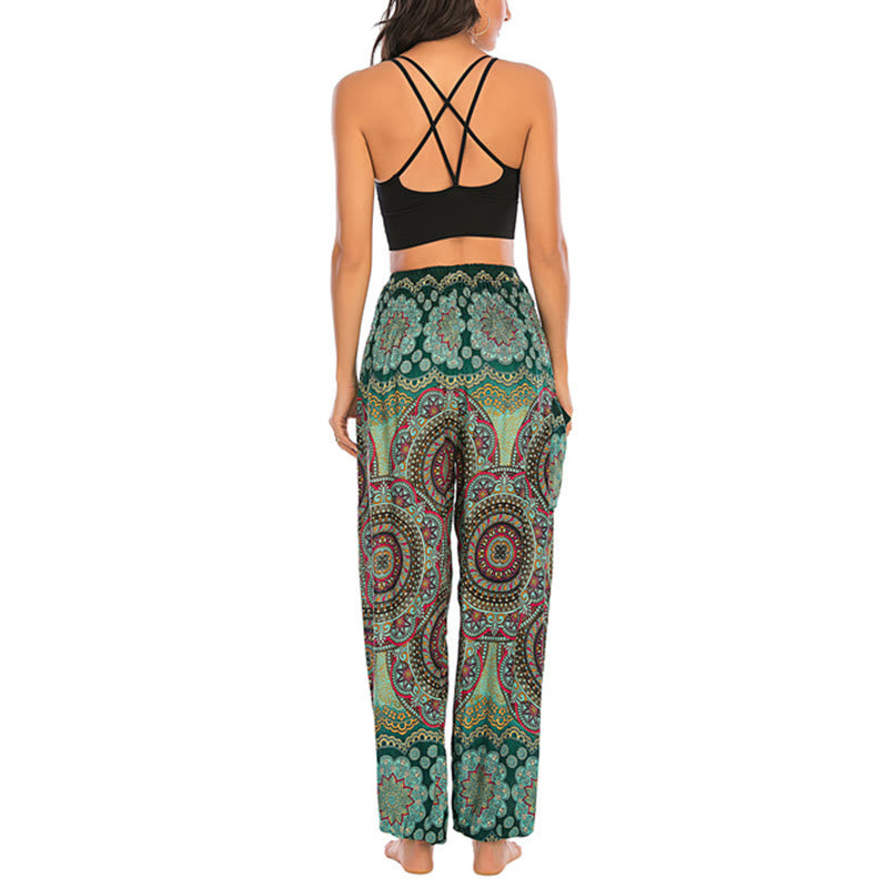 Buddha Stones Boho Loose Round Geometric Pattern Harem Trousers Women's Yoga Pants - image 22