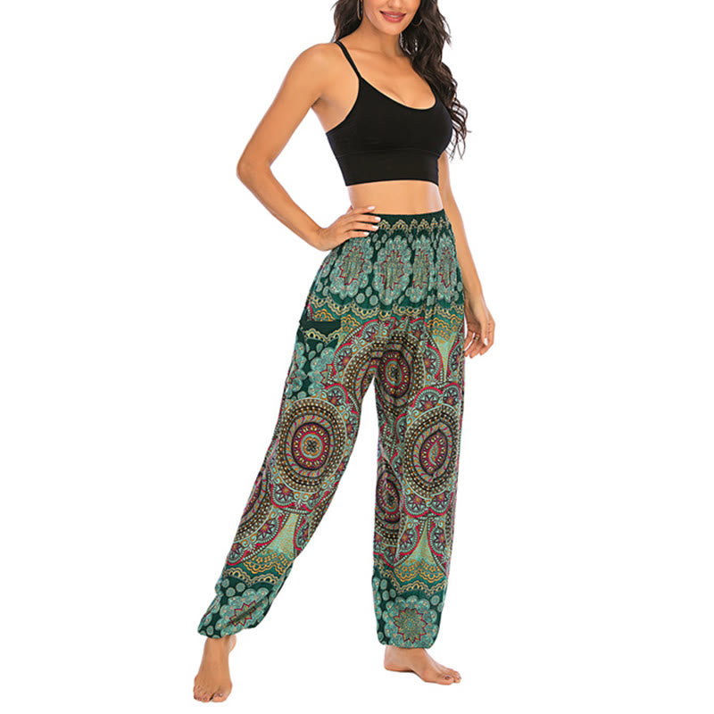 Buddha Stones Boho Loose Round Geometric Pattern Harem Trousers Women's Yoga Pants