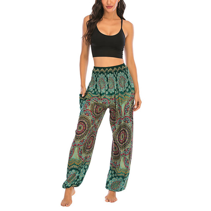 Buddha Stones Boho Loose Round Geometric Pattern Harem Trousers Women's Yoga Pants - image 21