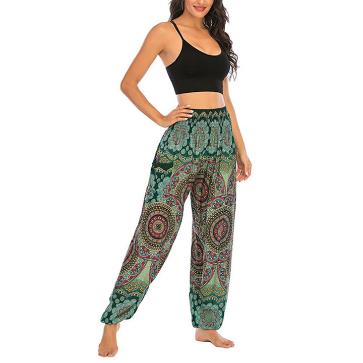 Buddha Stones Boho Loose Round Geometric Pattern Harem Trousers Women's Yoga Pants - image 24