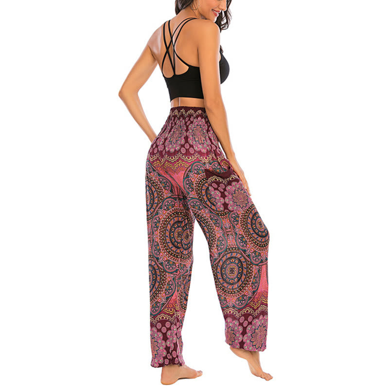 Buddha Stones Boho Loose Round Geometric Pattern Harem Trousers Women's Yoga Pants