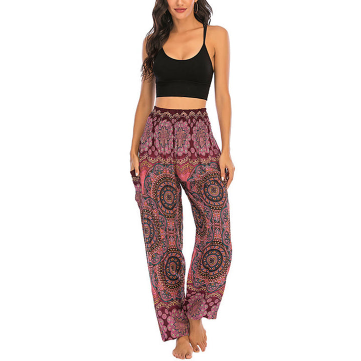Buddha Stones Boho Loose Round Geometric Pattern Harem Trousers Women's Yoga Pants - image 33