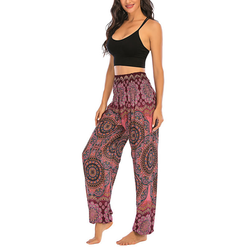 Buddha Stones Boho Loose Round Geometric Pattern Harem Trousers Women's Yoga Pants - image 41
