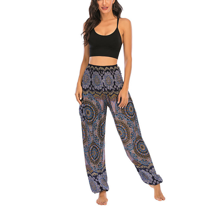 Buddha Stones Boho Loose Round Geometric Pattern Harem Trousers Women's Yoga Pants - image 50
