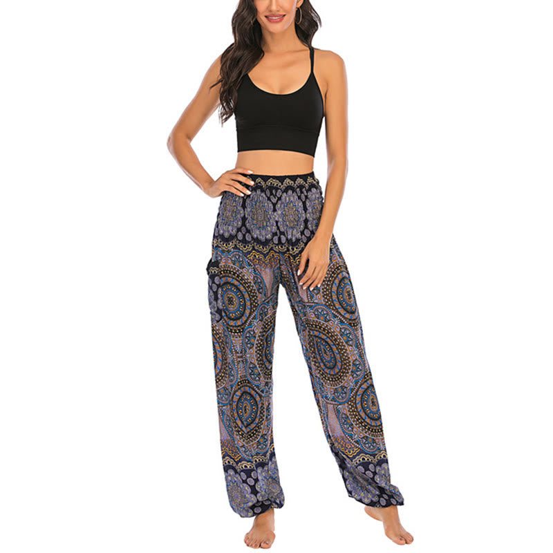 Buddha Stones Boho Loose Round Geometric Pattern Harem Trousers Women's Yoga Pants - image 59