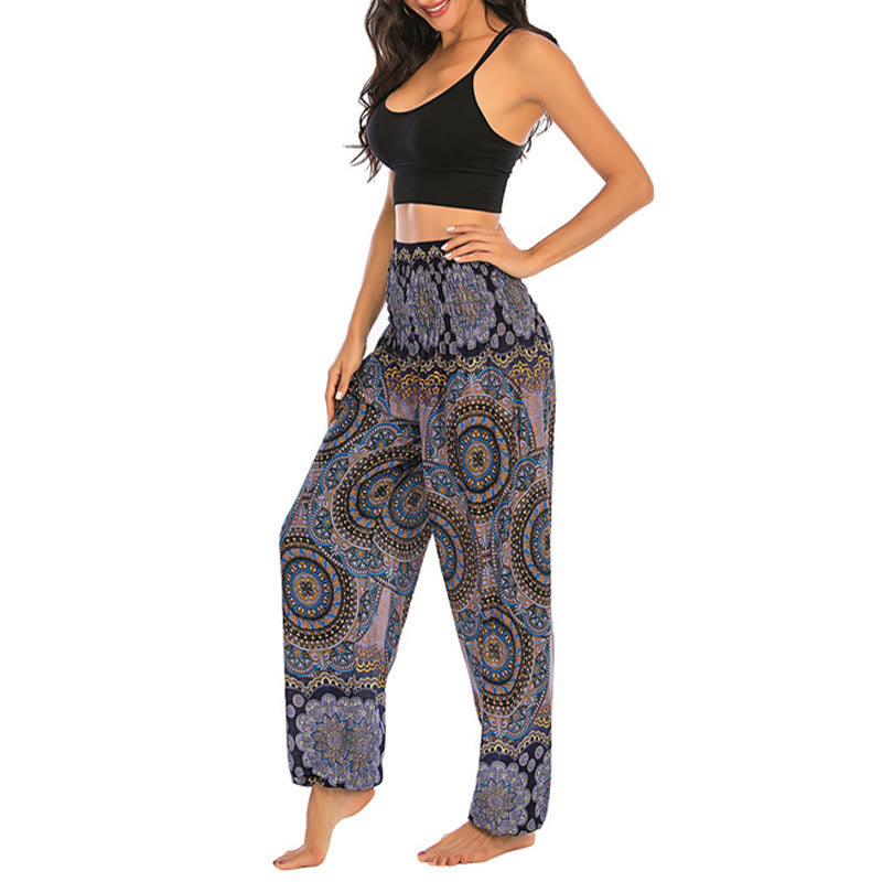 Buddha Stones Boho Loose Round Geometric Pattern Harem Trousers Women's Yoga Pants - image 49