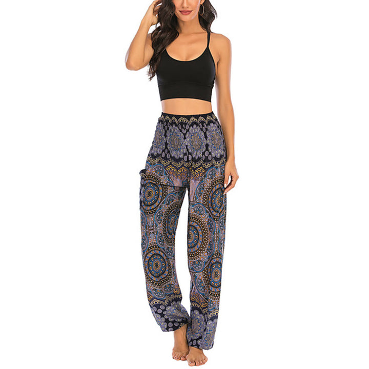 Buddha Stones Boho Loose Round Geometric Pattern Harem Trousers Women's Yoga Pants - image 59