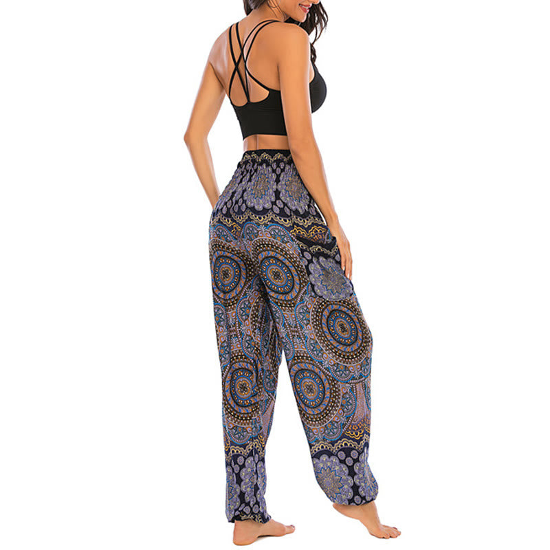 Buddha Stones Boho Loose Round Geometric Pattern Harem Trousers Women's Yoga Pants