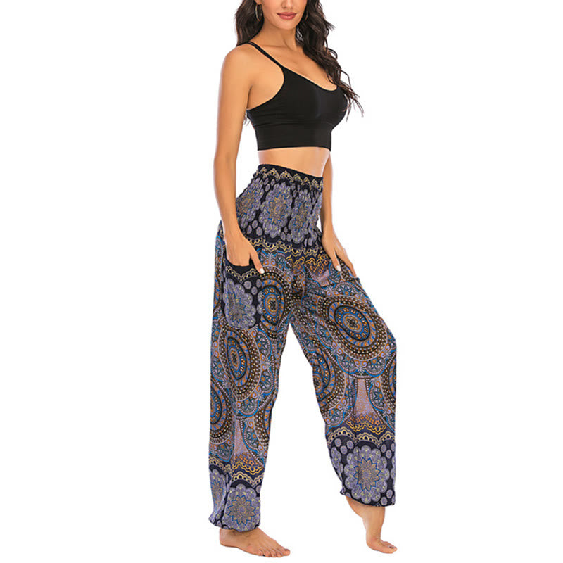 Buddha Stones Boho Loose Round Geometric Pattern Harem Trousers Women's Yoga Pants - image 57
