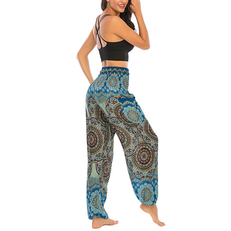 Buddha Stones Boho Loose Round Geometric Pattern Harem Trousers Women's Yoga Pants - image 70