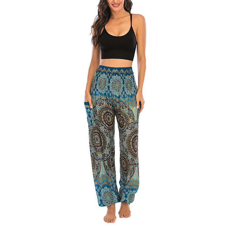 Buddha Stones Boho Loose Round Geometric Pattern Harem Trousers Women's Yoga Pants - image 71