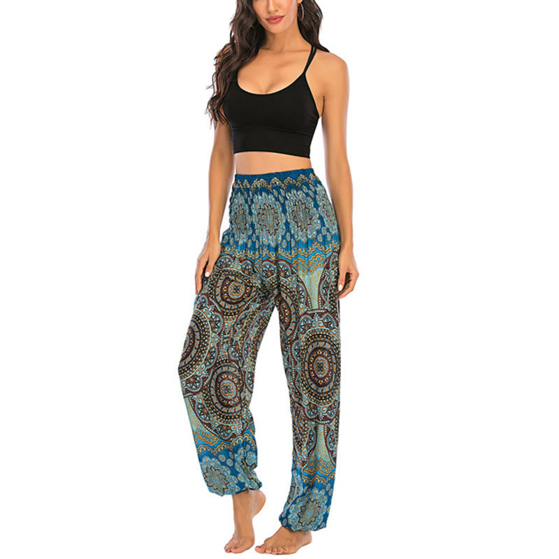 Buddha Stones Boho Loose Round Geometric Pattern Harem Trousers Women's Yoga Pants - image 68